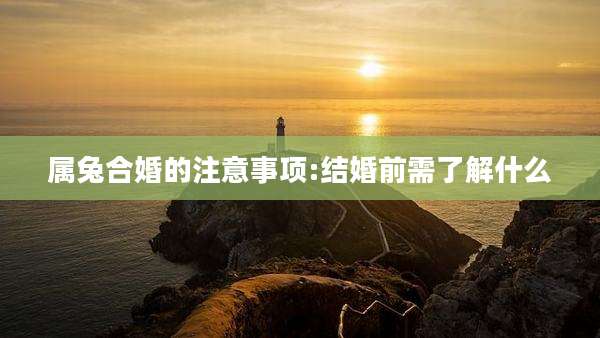 属兔合婚的注意事项:结婚前需了解什么