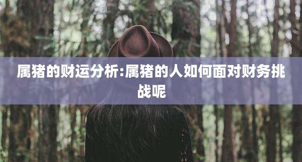 属猪的财运分析:属猪的人如何面对财务挑战呢