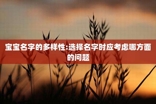 宝宝名字的多样性:选择名字时应考虑哪方面的问题