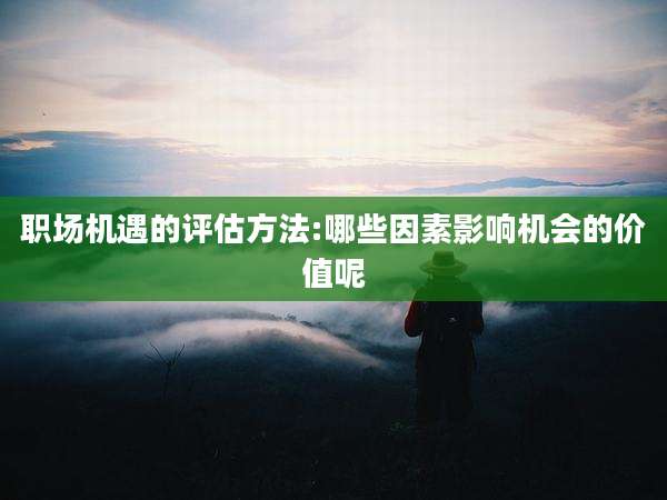 职场机遇的评估方法:哪些因素影响机会的价值呢