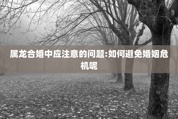 属龙合婚中应注意的问题:如何避免婚姻危机呢