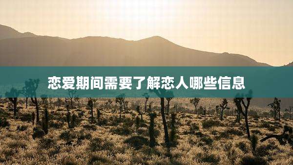 恋爱期间需要了解恋人哪些信息