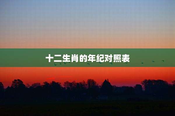 十二生肖的年纪对照表