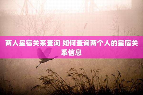 两人星宿关系查询 如何查询两个人的星宿关系信息