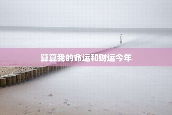算算我的命运和财运今年
