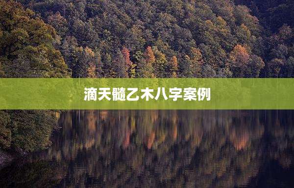滴天髓乙木八字案例