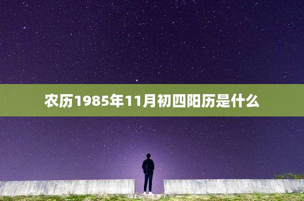 农历1985年11月初四阳历是什么