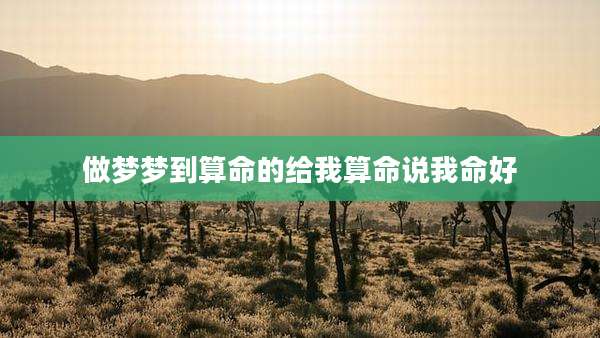 做梦梦到算命的给我算命说我命好