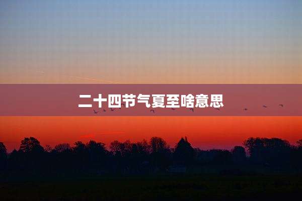 二十四节气夏至啥意思