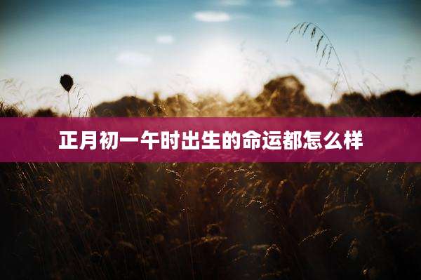 正月初一午时出生的命运都怎么样