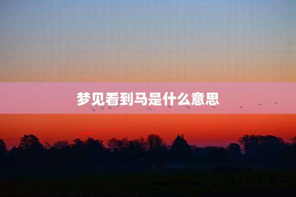 梦见看到马是什么意思
