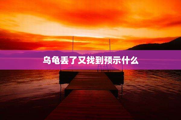乌龟丢了又找到预示什么