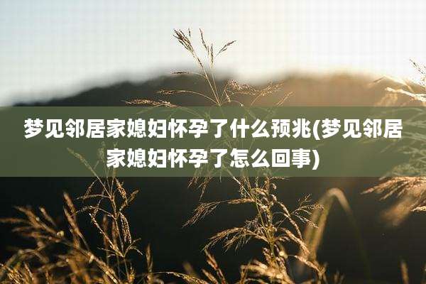 梦见邻居家媳妇怀孕了什么预兆(梦见邻居家媳妇怀孕了怎么回事)
