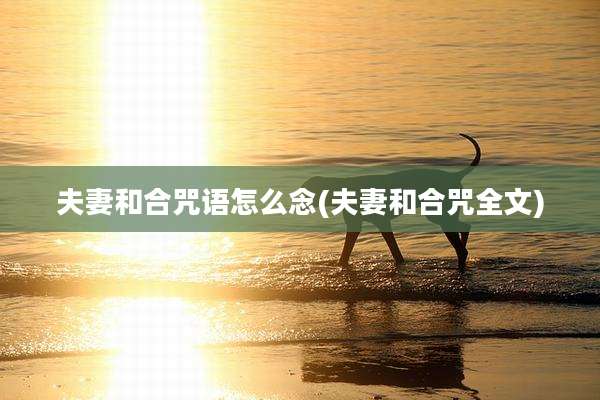 夫妻和合咒语怎么念(夫妻和合咒全文)
