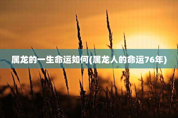 属龙的一生命运如何(属龙人的命运76年)