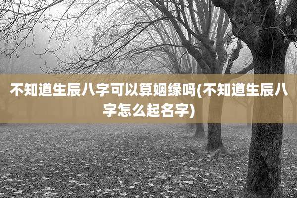 不知道生辰八字可以算姻缘吗(不知道生辰八字怎么起名字)