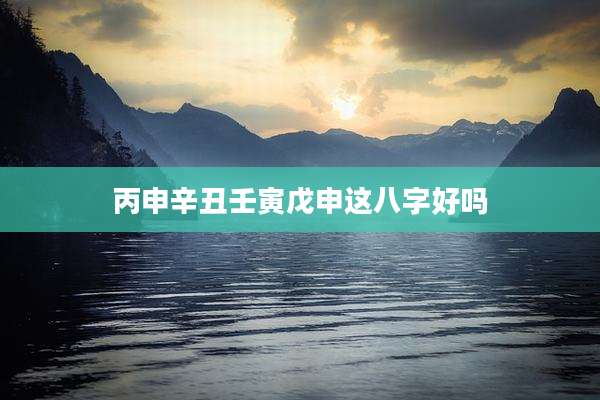 丙申辛丑壬寅戊申这八字好吗