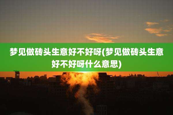 梦见做砖头生意好不好呀(梦见做砖头生意好不好呀什么意思)