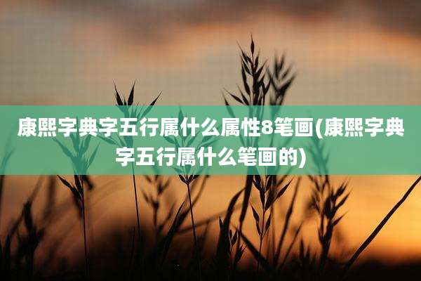 康熙字典字五行属什么属性8笔画(康熙字典字五行属什么笔画的)