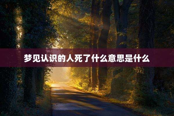 梦见认识的人死了什么意思是什么