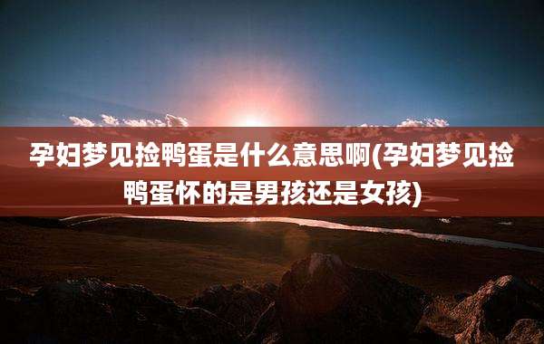 孕妇梦见捡鸭蛋是什么意思啊(孕妇梦见捡鸭蛋怀的是男孩还是女孩)