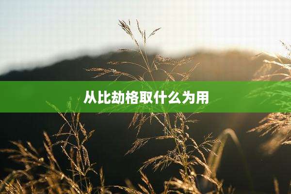 从比劫格取什么为用