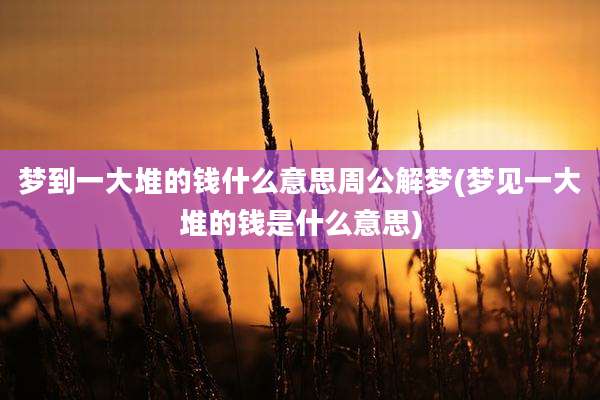 梦到一大堆的钱什么意思周公解梦(梦见一大堆的钱是什么意思)