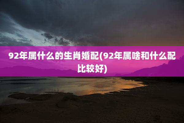 92年属什么的生肖婚配(92年属啥和什么配比较好)