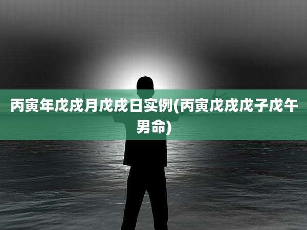 丙寅年戊戌月戊戌日实例(丙寅戊戌戊子戊午男命)