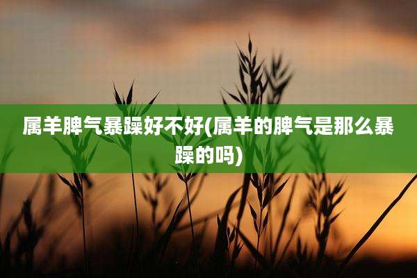 属羊脾气暴躁好不好(属羊的脾气是那么暴躁的吗)