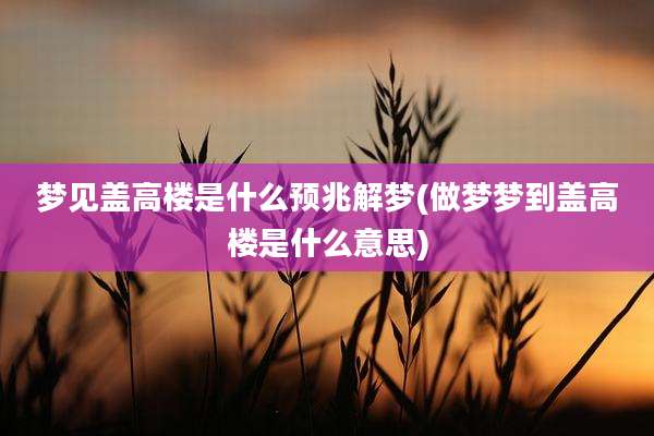 梦见盖高楼是什么预兆解梦(做梦梦到盖高楼是什么意思)