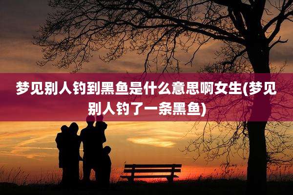 梦见别人钓到黑鱼是什么意思啊女生(梦见别人钓了一条黑鱼)