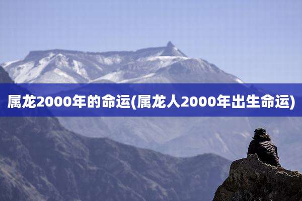 属龙2000年的命运(属龙人2000年出生命运)