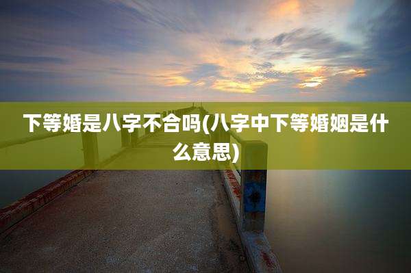 下等婚是八字不合吗(八字中下等婚姻是什么意思)