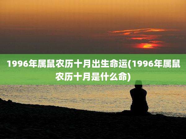 1996年属鼠农历十月出生命运(1996年属鼠农历十月是什么命)