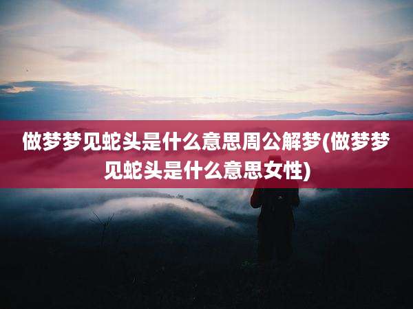 做梦梦见蛇头是什么意思周公解梦(做梦梦见蛇头是什么意思女性)