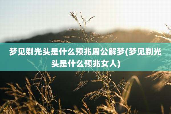 梦见剃光头是什么预兆周公解梦(梦见剃光头是什么预兆女人)