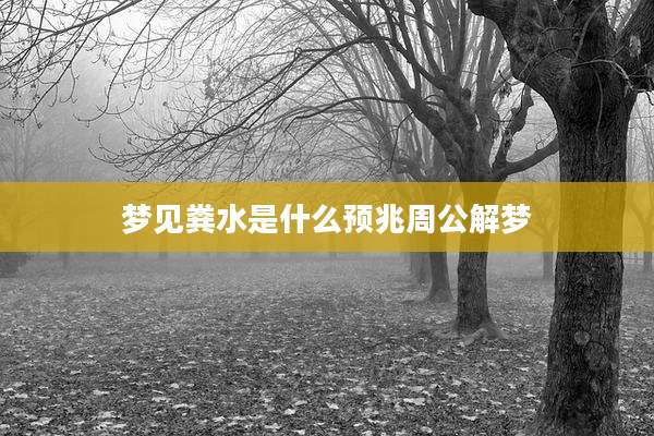 梦见粪水是什么预兆周公解梦