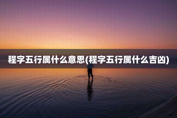 程字五行属什么意思(程字五行属什么吉凶)