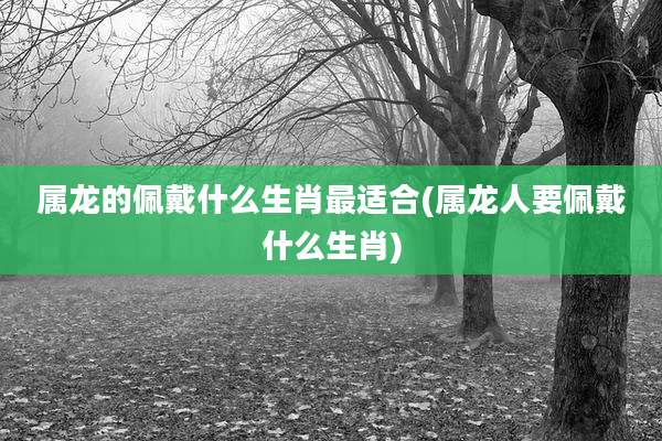 属龙的佩戴什么生肖最适合(属龙人要佩戴什么生肖)