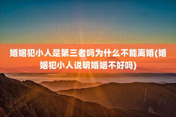 婚姻犯小人是第三者吗为什么不能离婚(婚姻犯小人说明婚姻不好吗)