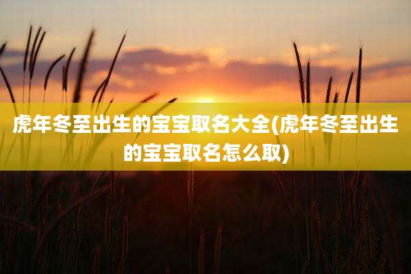 虎年冬至出生的宝宝取名大全(虎年冬至出生的宝宝取名怎么取)