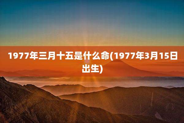 1977年三月十五是什么命(1977年3月15日出生)