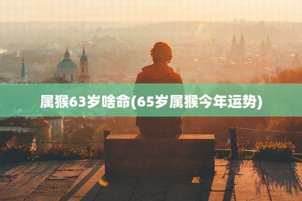 属猴63岁啥命(65岁属猴今年运势)