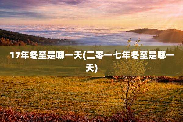 17年冬至是哪一天(二零一七年冬至是哪一天)