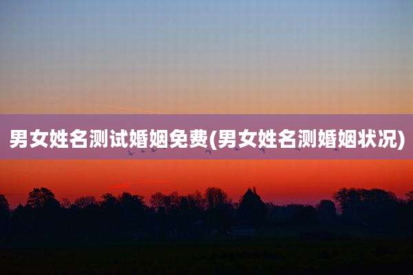 男女姓名测试婚姻免费(男女姓名测婚姻状况)