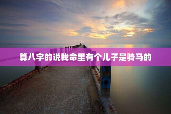 算八字的说我命里有个儿子是骑马的