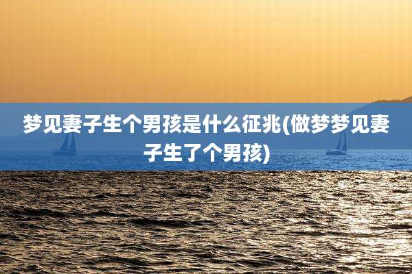 梦见妻子生个男孩是什么征兆(做梦梦见妻子生了个男孩)