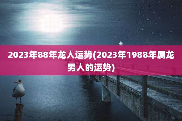 2023年88年龙人运势(2023年1988年属龙男人的运势)