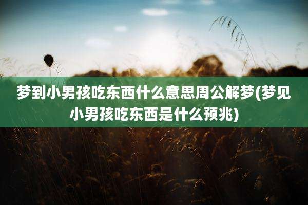梦到小男孩吃东西什么意思周公解梦(梦见小男孩吃东西是什么预兆)